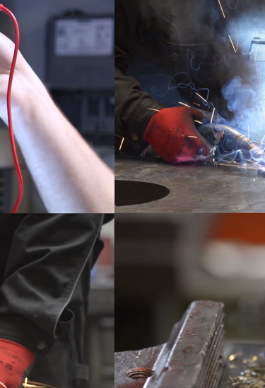 Collage of four pictures depicting different professions