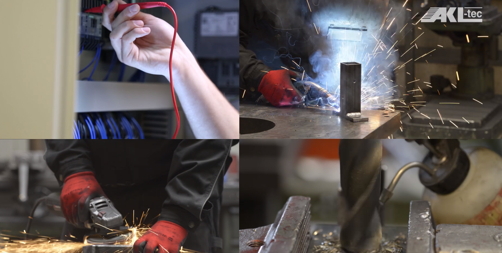 Collage of four pictures depicting different professions